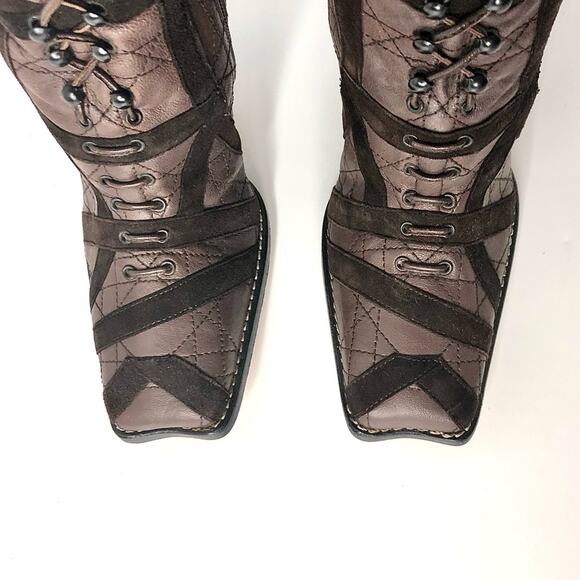 NEW Dior Retro Vintage Cannage Over The Knee Laceup Heeled Boots 37 - Picture 6 of 9